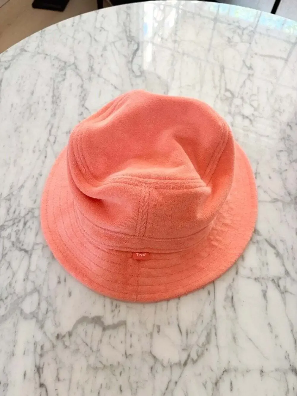 Aritzia Tna Terry Bucket Hat Coral Pink Small Medium